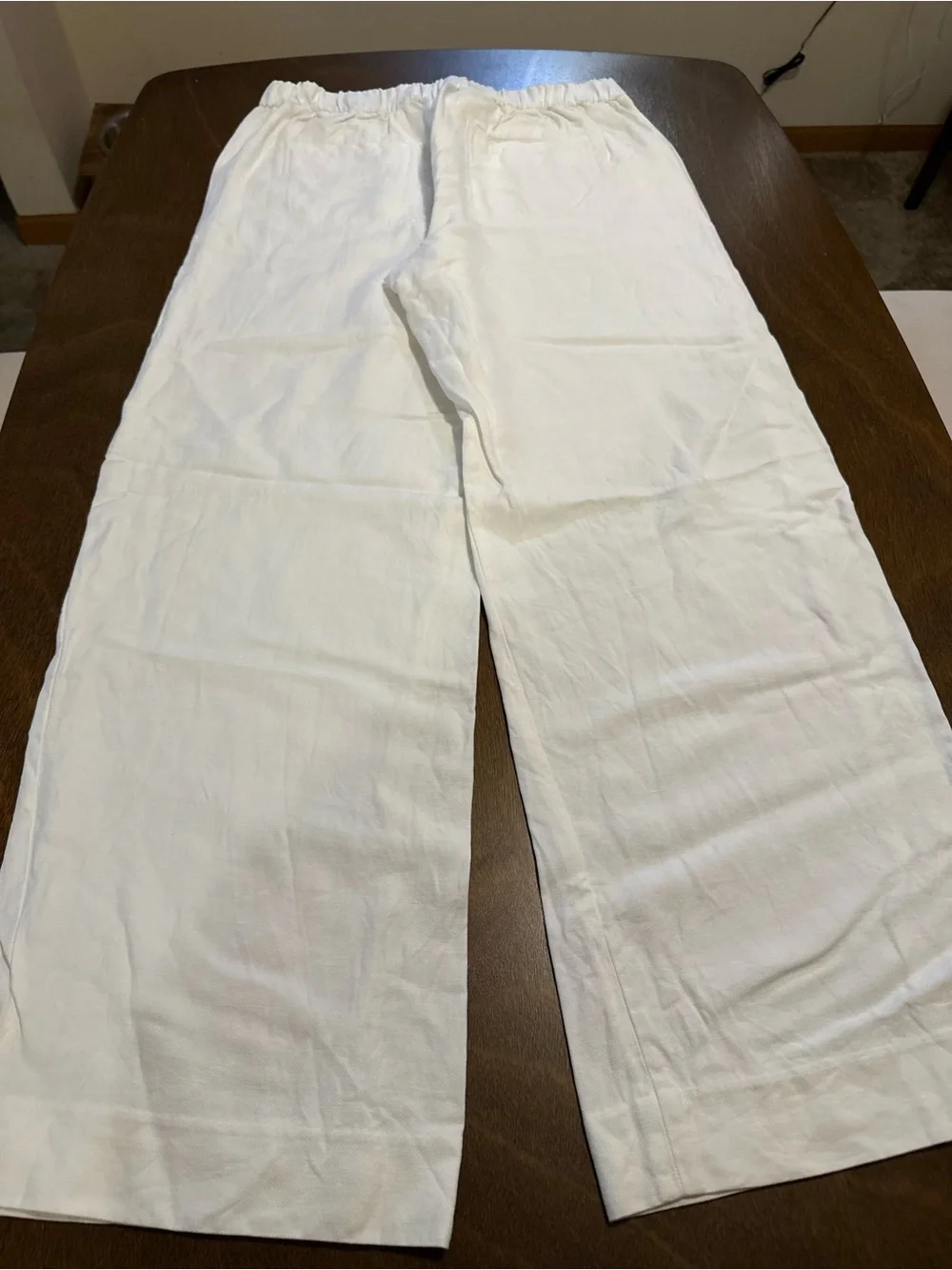 Banana Republic Off-White Elastic Waist Linen Trousers